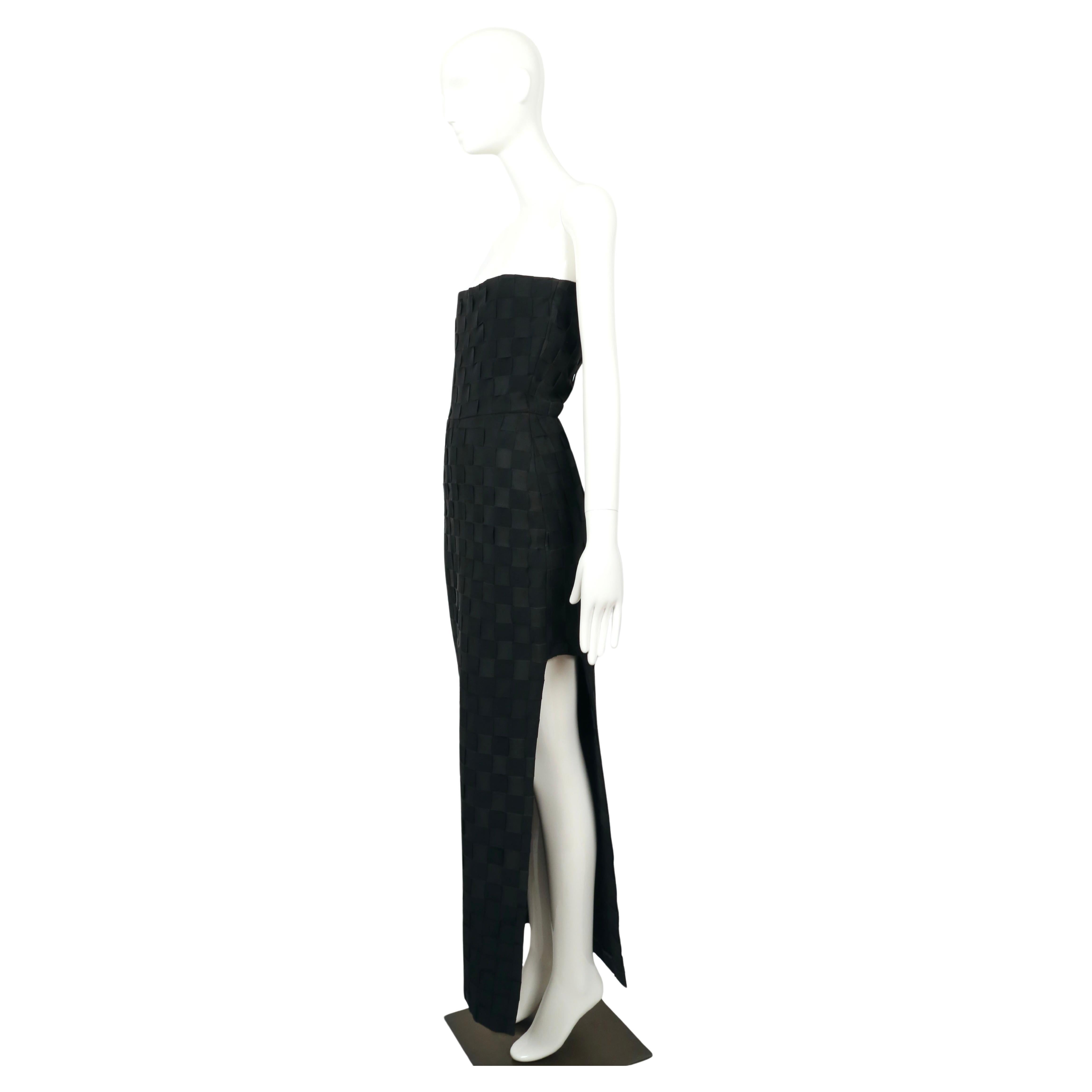 early 1990's GIANNI VERSACE black woven grosgrain ribbon strapless dress For Sale 2