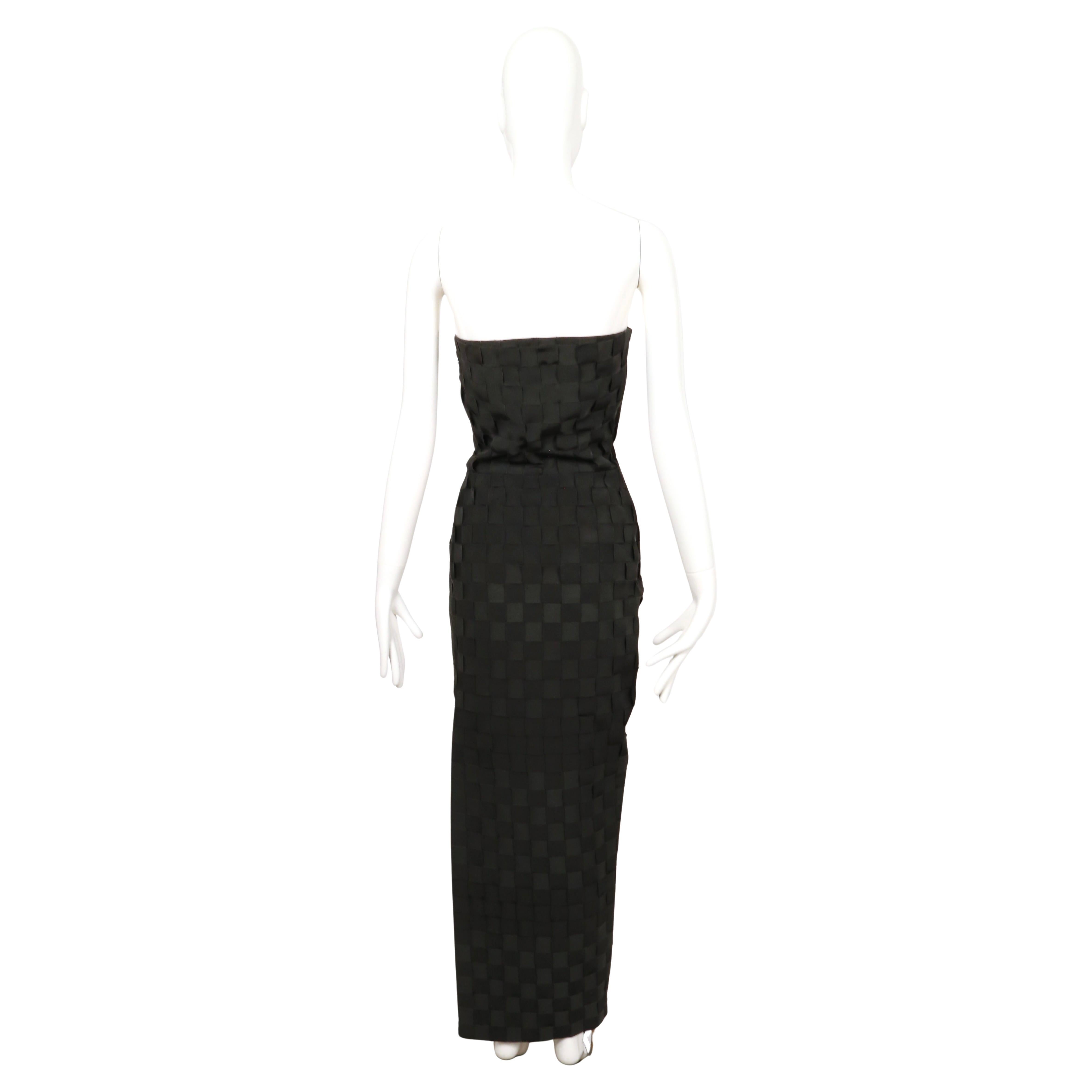 early 1990's GIANNI VERSACE black woven grosgrain ribbon strapless dress For Sale 4