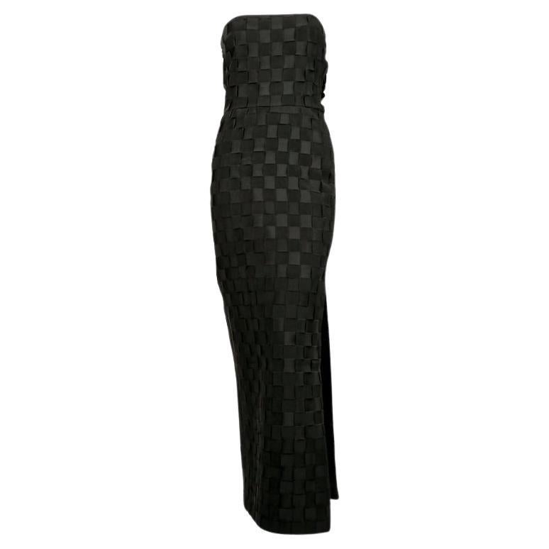 early 1990
s GIANNI VERSACE black woven grosgrain ribbon strapless dress im Angebot