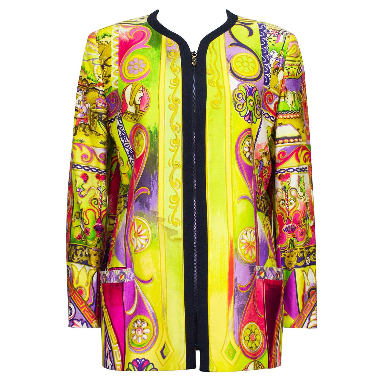 Early 1990s Gianni Versace Couture Baroque Jacket with Zipper 