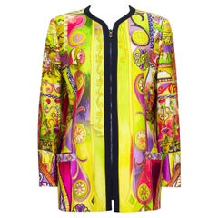 Retro Early 1990s Gianni Versace Couture Baroque Jacket with Zipper 