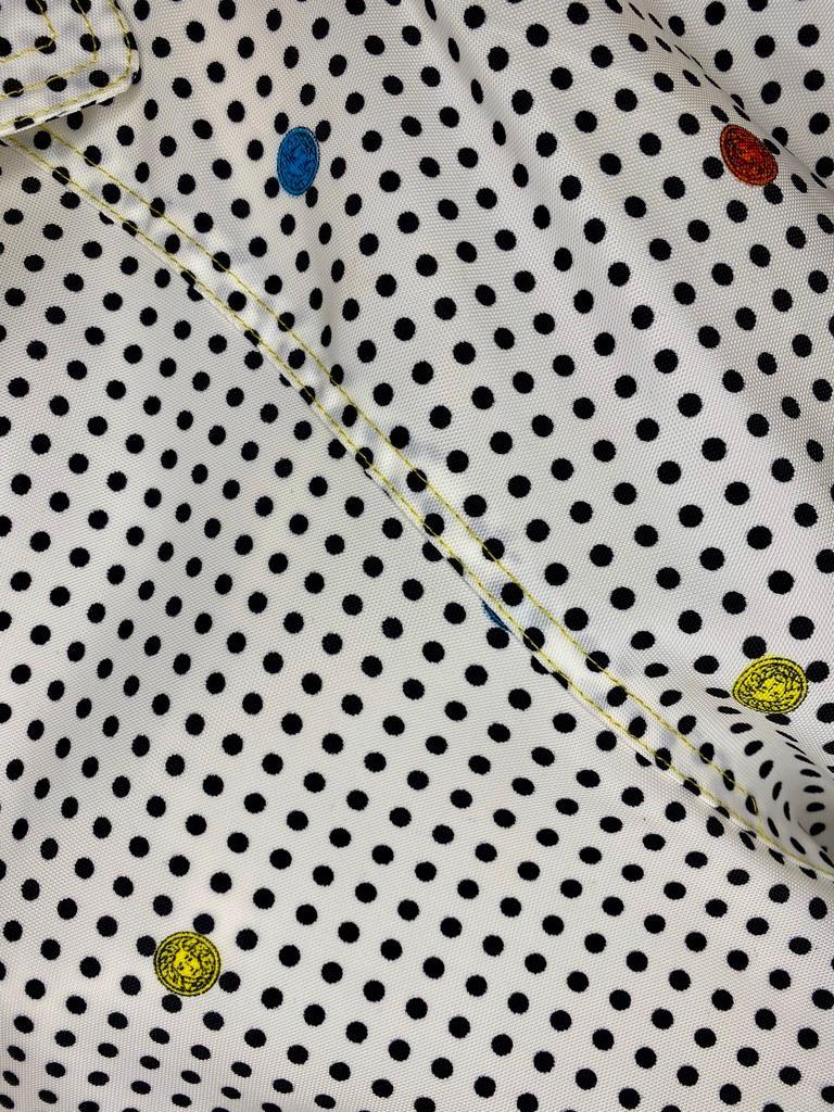 Gianni Versace, primi anni '90, Medusa, Dot Dot Dot in Nylon, Trench Oversize In condizioni buone in vendita a West Hollywood, CA