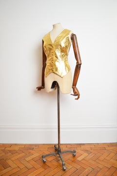 Early 1990's Gold Leather VALENTINO Vest Oliver Label Waistcoat - Jacket