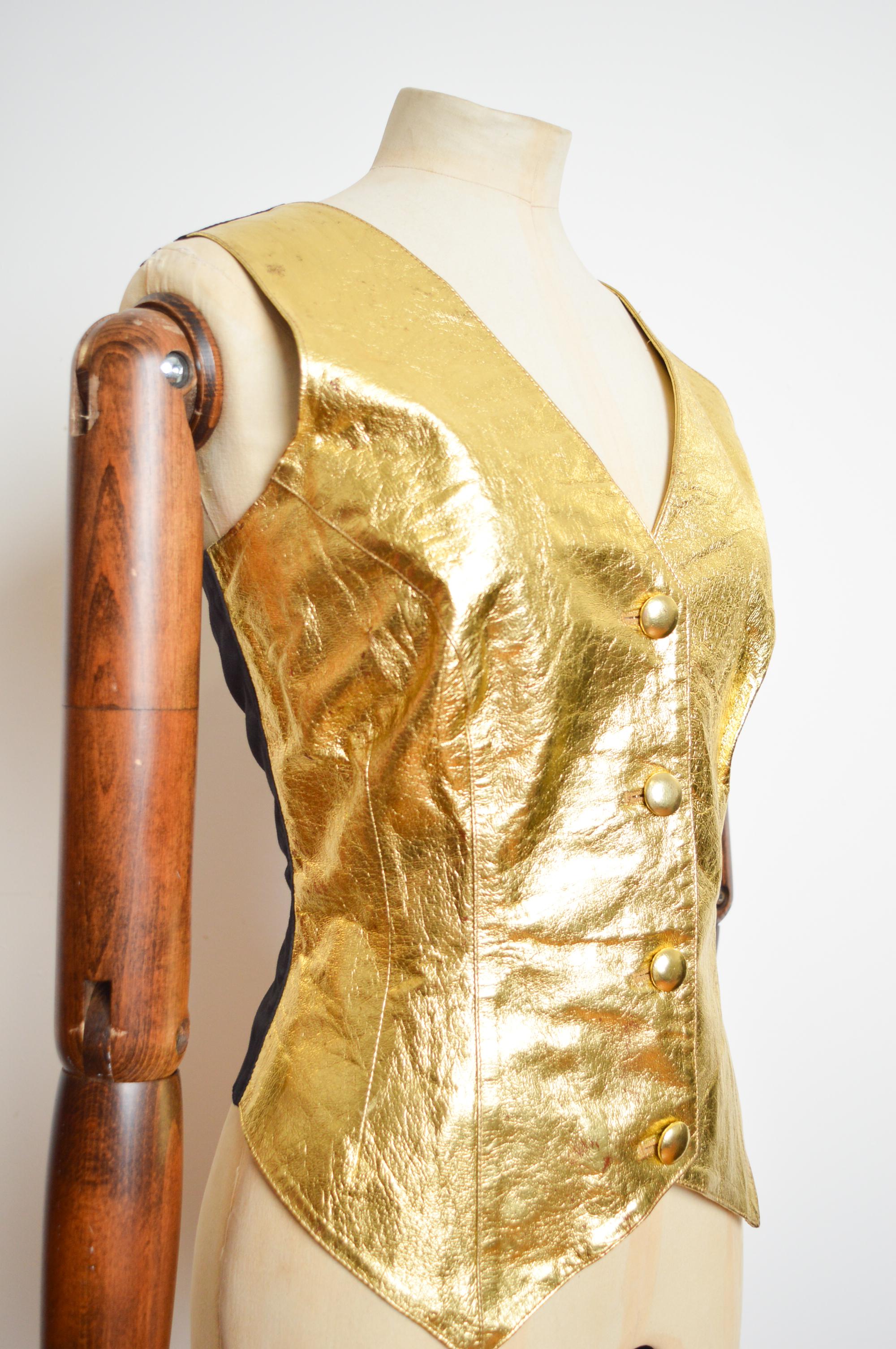 De las mujeres Chaleco de cuero dorado de principios de los 90 VALENTINO Chaleco de etiqueta Oliver - Chaqueta en venta
