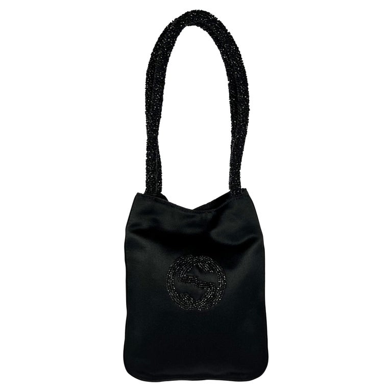 Vintage Black Satin Beaded Drawstring Bag By Suzy Smith – Vintage