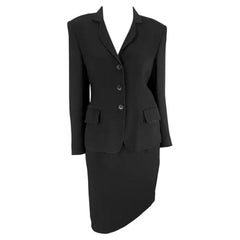Anfang der 1990er Jahre Gucci Minimalistisches schwarzes Blazer-Rock-Anzug-Set