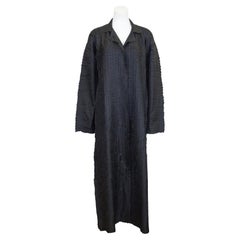 Used Early 1990s Issey Miyake Charcoal Grey  Pleats Fabric Duster