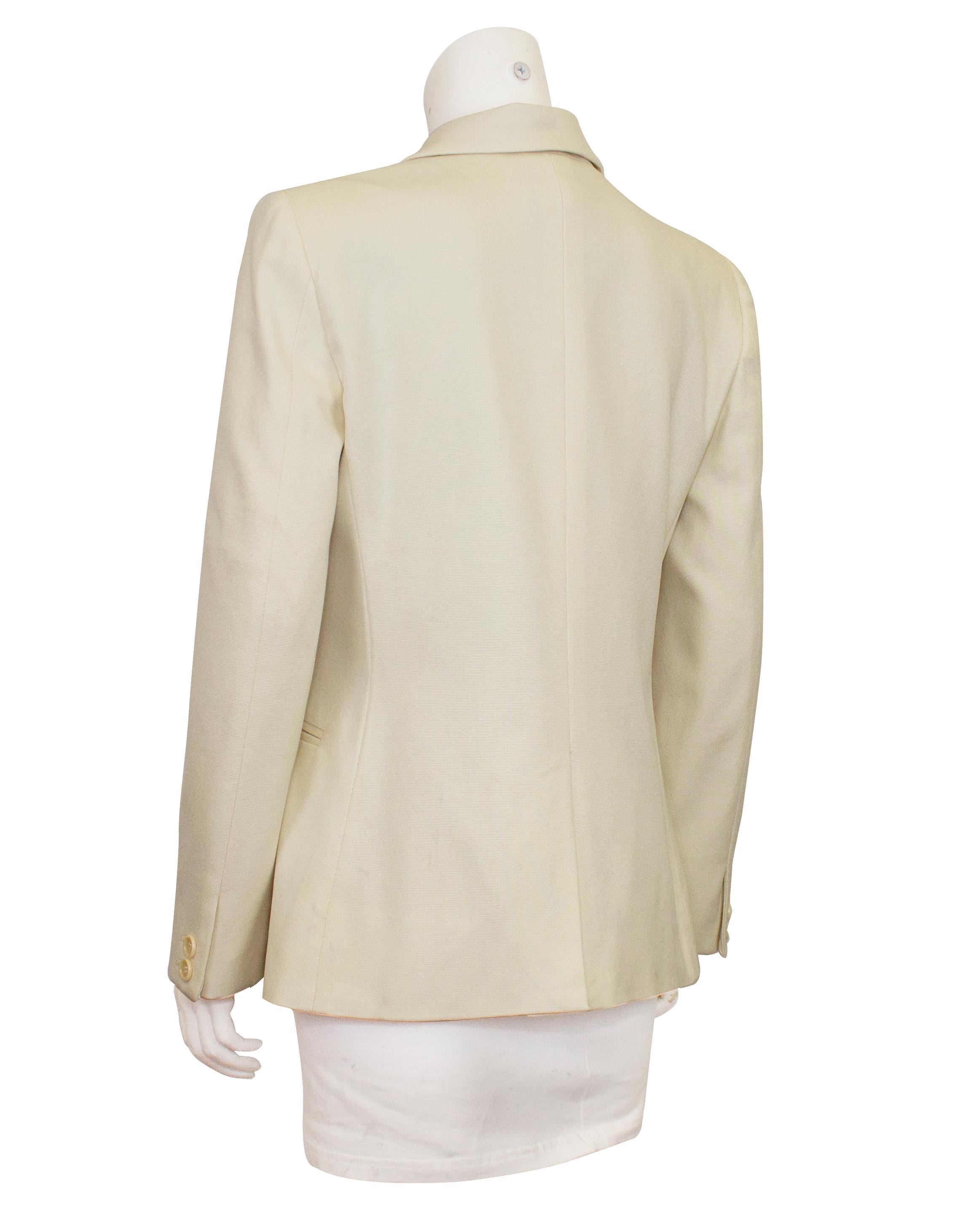 Beige Moschino Cheap and Chic blazer brodé crème du début des années 1990 en vente