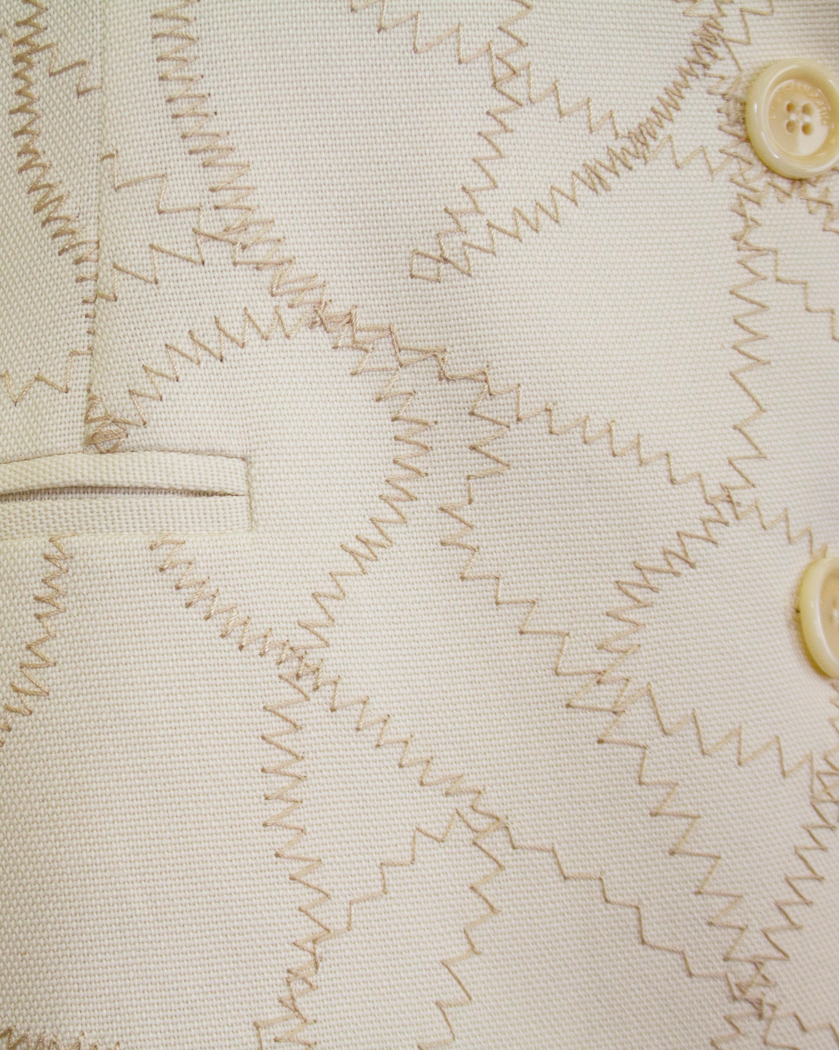 Moschino Cheap and Chic blazer brodé crème du début des années 1990 en vente 1