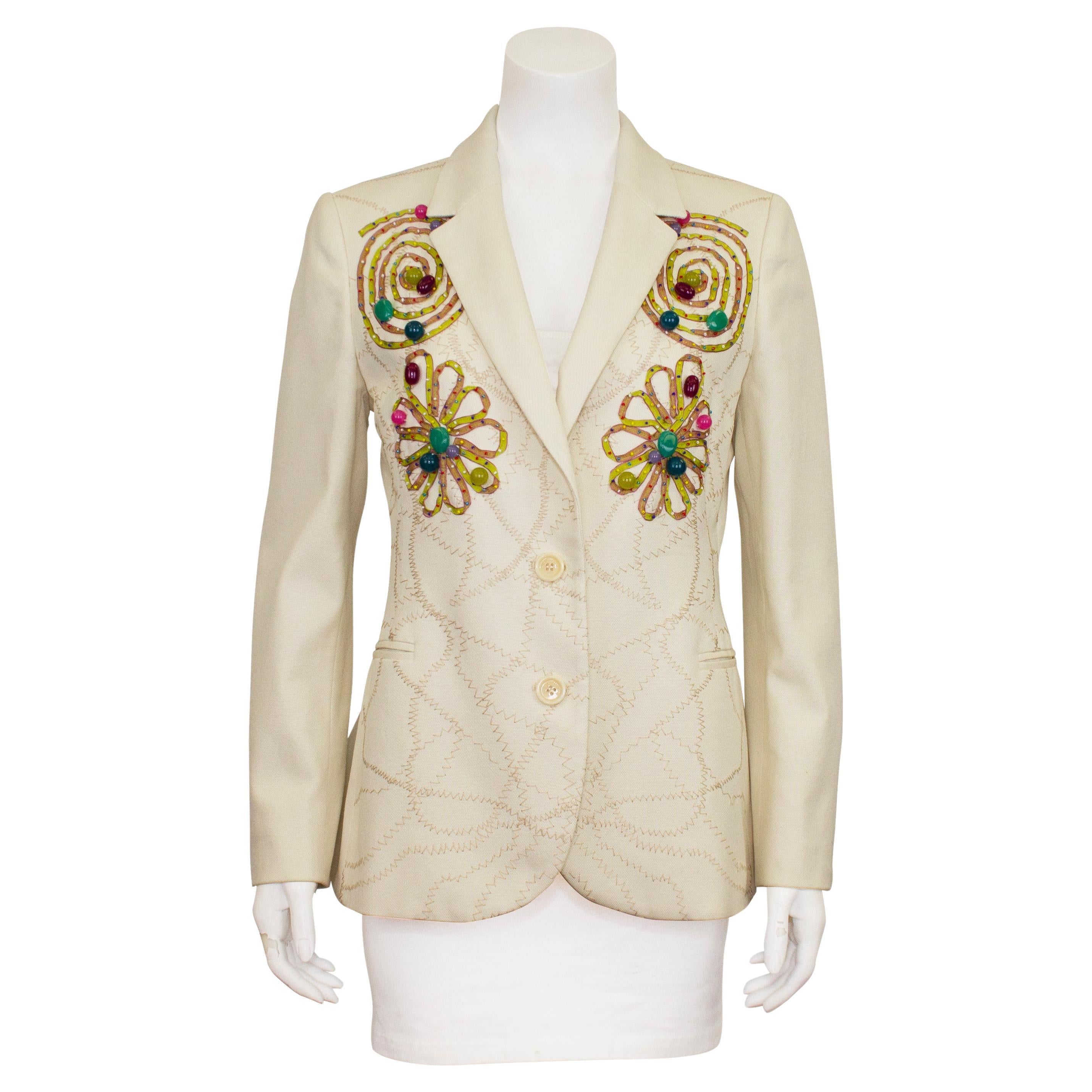 Blazer bordado en crema Moschino Cheap and Chic de principios de los 90