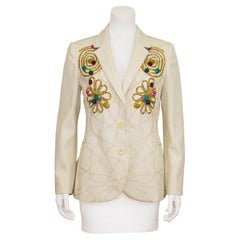 Moschino Cheap and Chic Cremefarbener bestickter Blazer, Anfang der 1990er Jahre