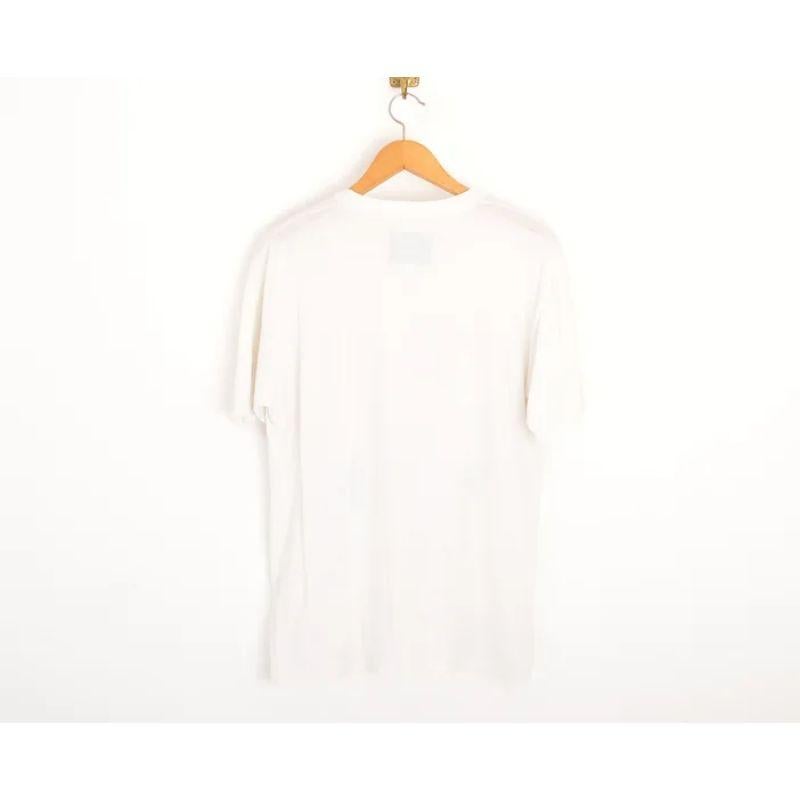 White Early 1990's Moschino 'Pears and Cheese' Italian Logo Print Vintage T Shirt For Sale