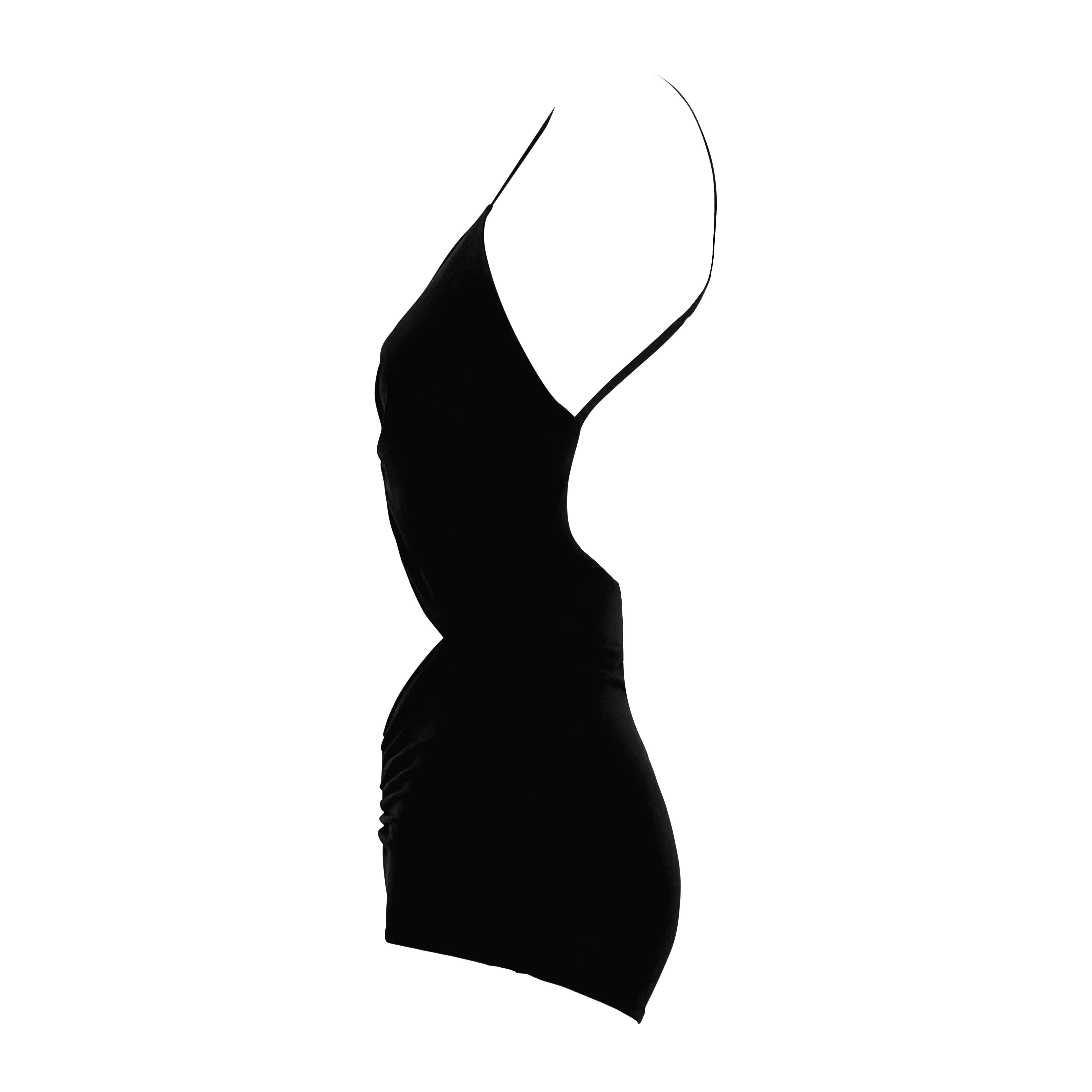 De las mujeres Traje de baño de principios de los 90 Norma Kamali Traje de baño de viscosa negro con recorte acanalado en venta