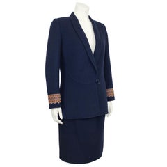 Early 1990s Oscar de la Renta Navy Wool Suit