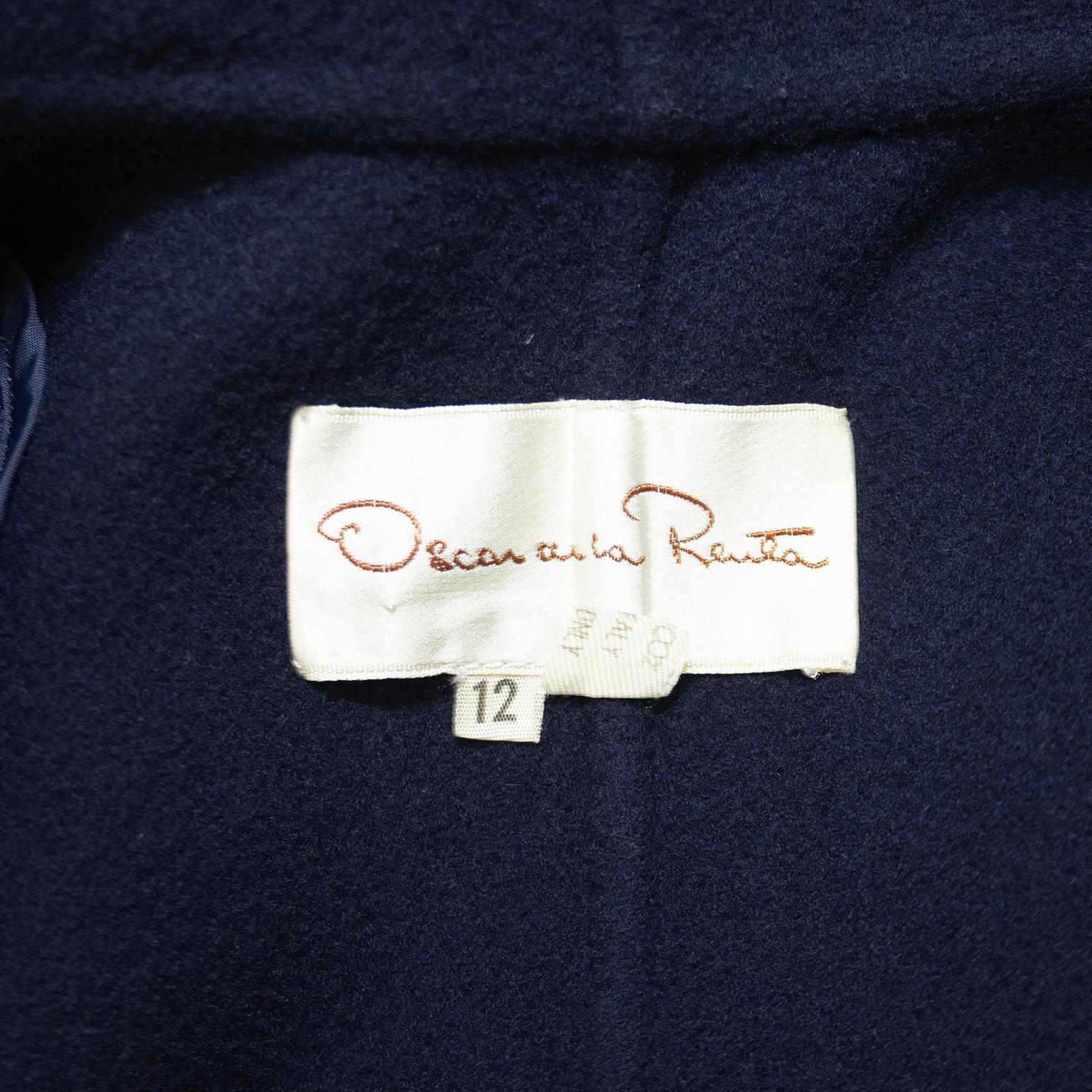 Abito in lana blu di Oscar De La Renta dei primi anni '90 in vendita 2