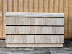 Early 1990s Postmodern Waterfall Marbleized Formica Chest of Drawers / Dresser