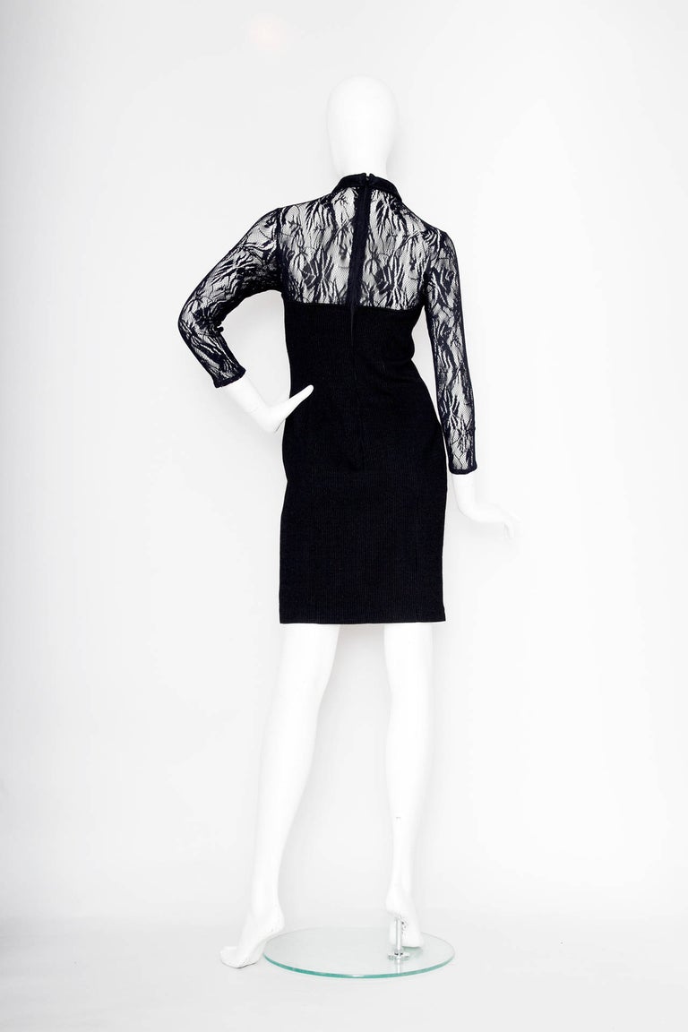 Early 1990s Thierry Mugler Lace and Wool Dress For Sale at 1stDibs