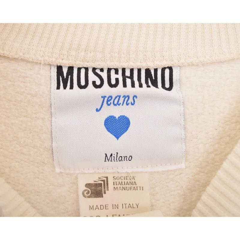 Beige Early 1990's Vintage Moschino 'Cow' Photo Logo Print Sweatshirt Jumper For Sale