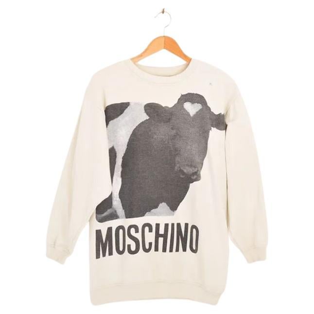 Early 1990's Vintage Moschino 'Cow' Photo Logo Print Sweatshirt Jumper For Sale