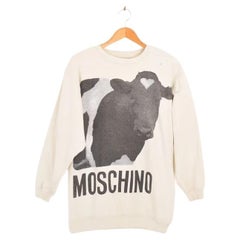 Début 1990 Vintage Moschino 'Cow' Photo Logo Print Sweatshirt Jumper