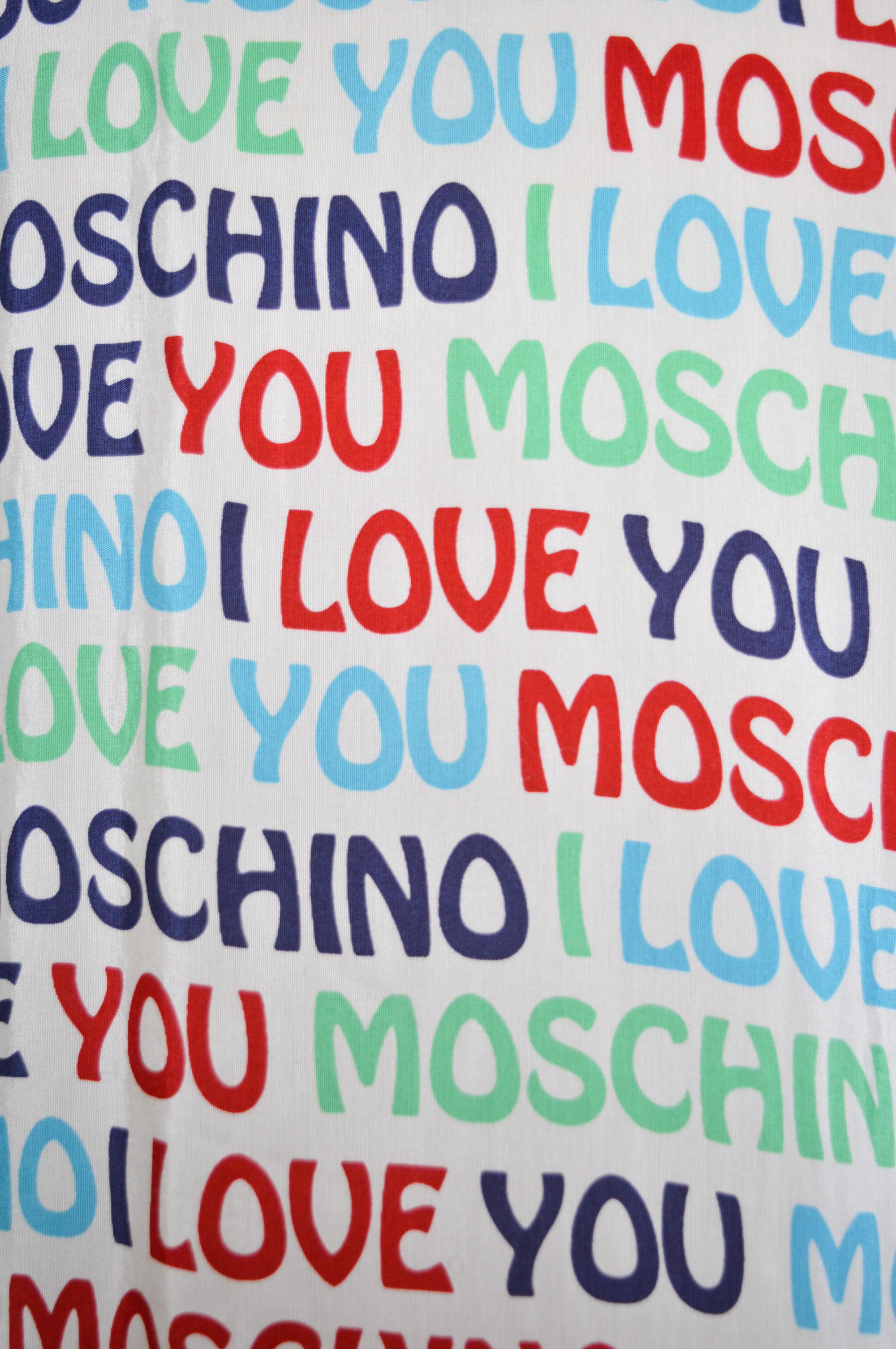 Chemise vintage Moschino I love Pattern à manches longues et découpes du début des années 1990 en vente 7