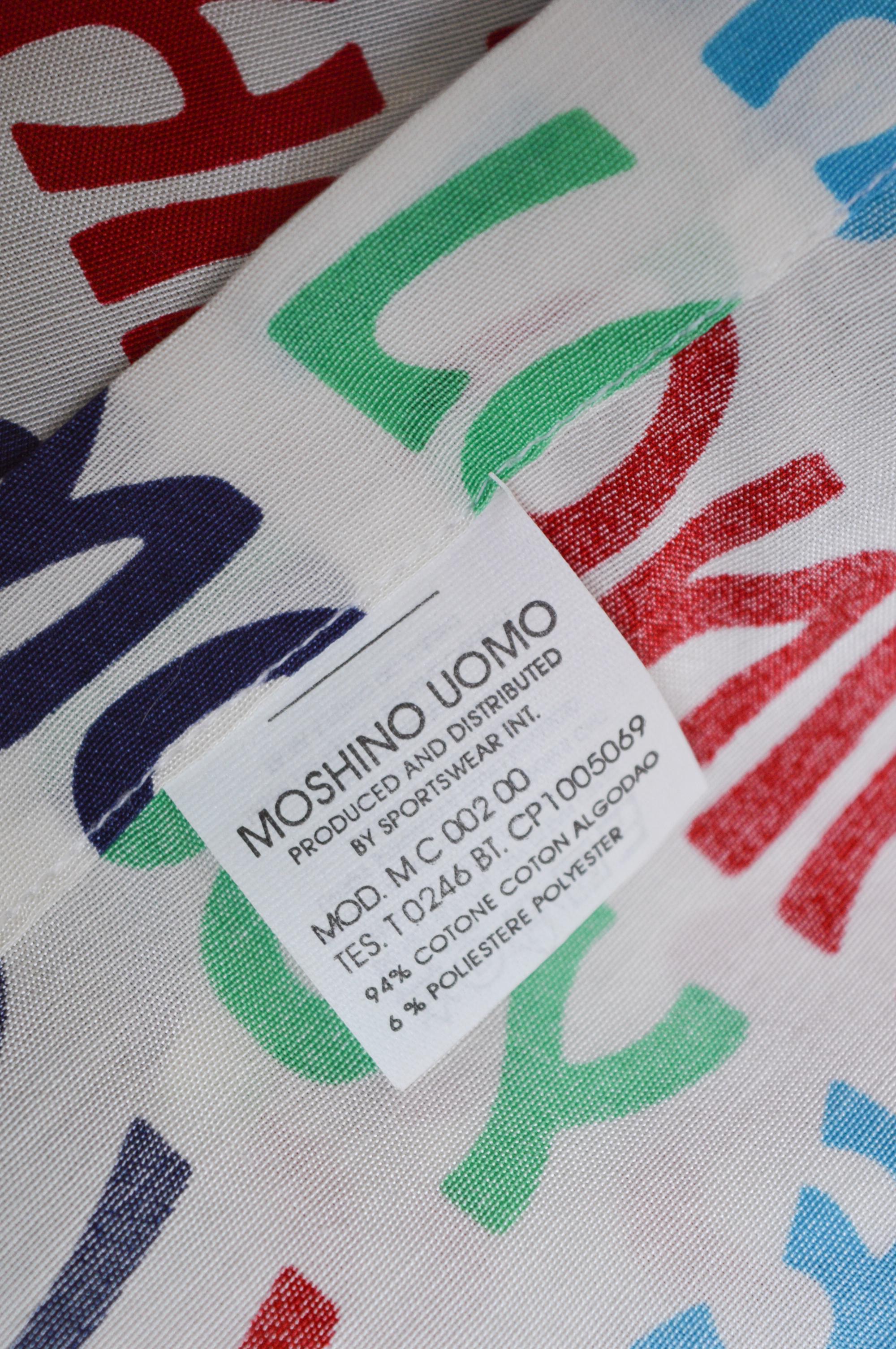 Chemise vintage Moschino I love Pattern à manches longues et découpes du début des années 1990 en vente 9