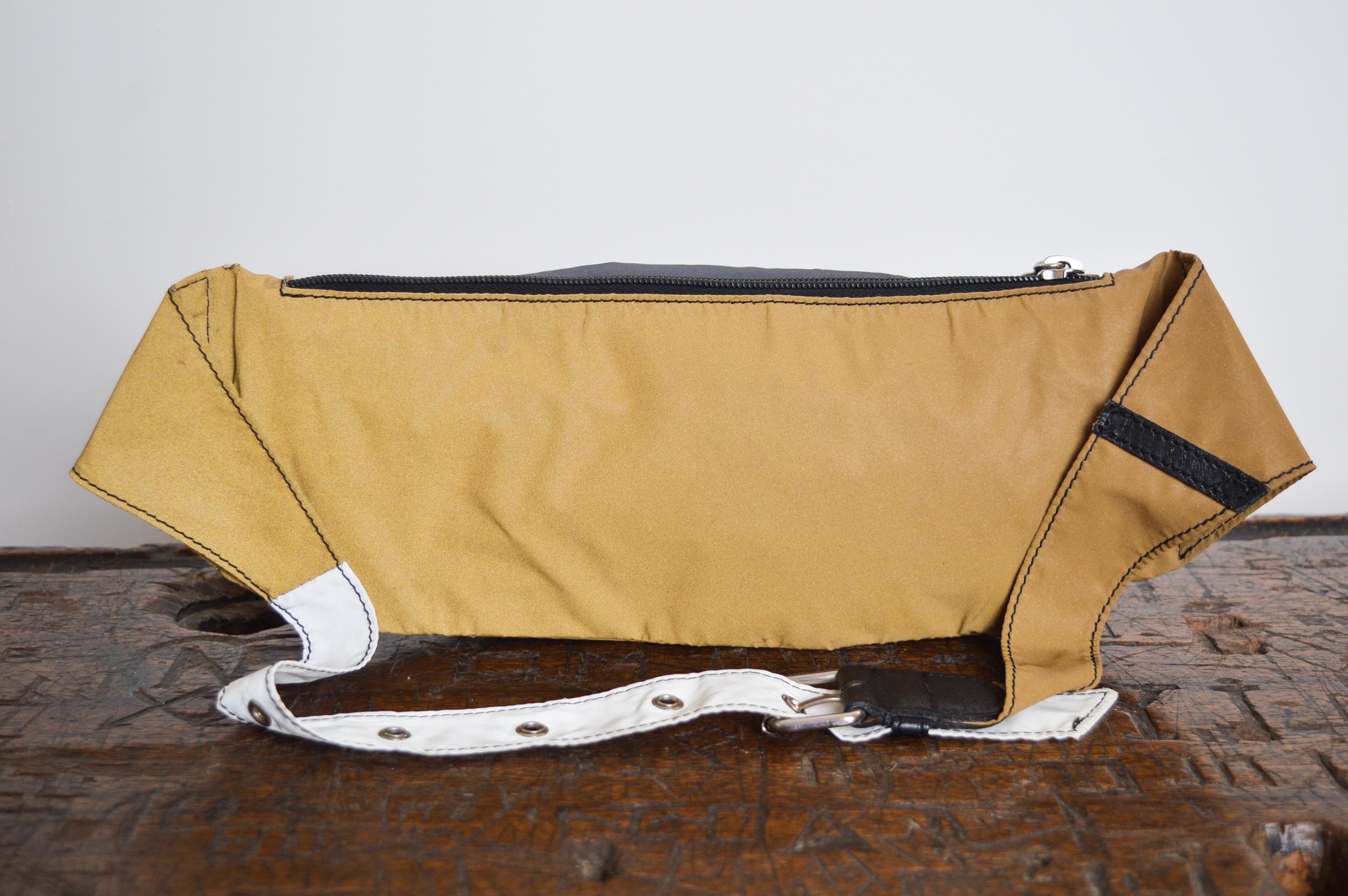 Early 1990's Vintage MOSCHINO Reflective Gold & Silver Bum Bag - Fanny Pack For Sale 5