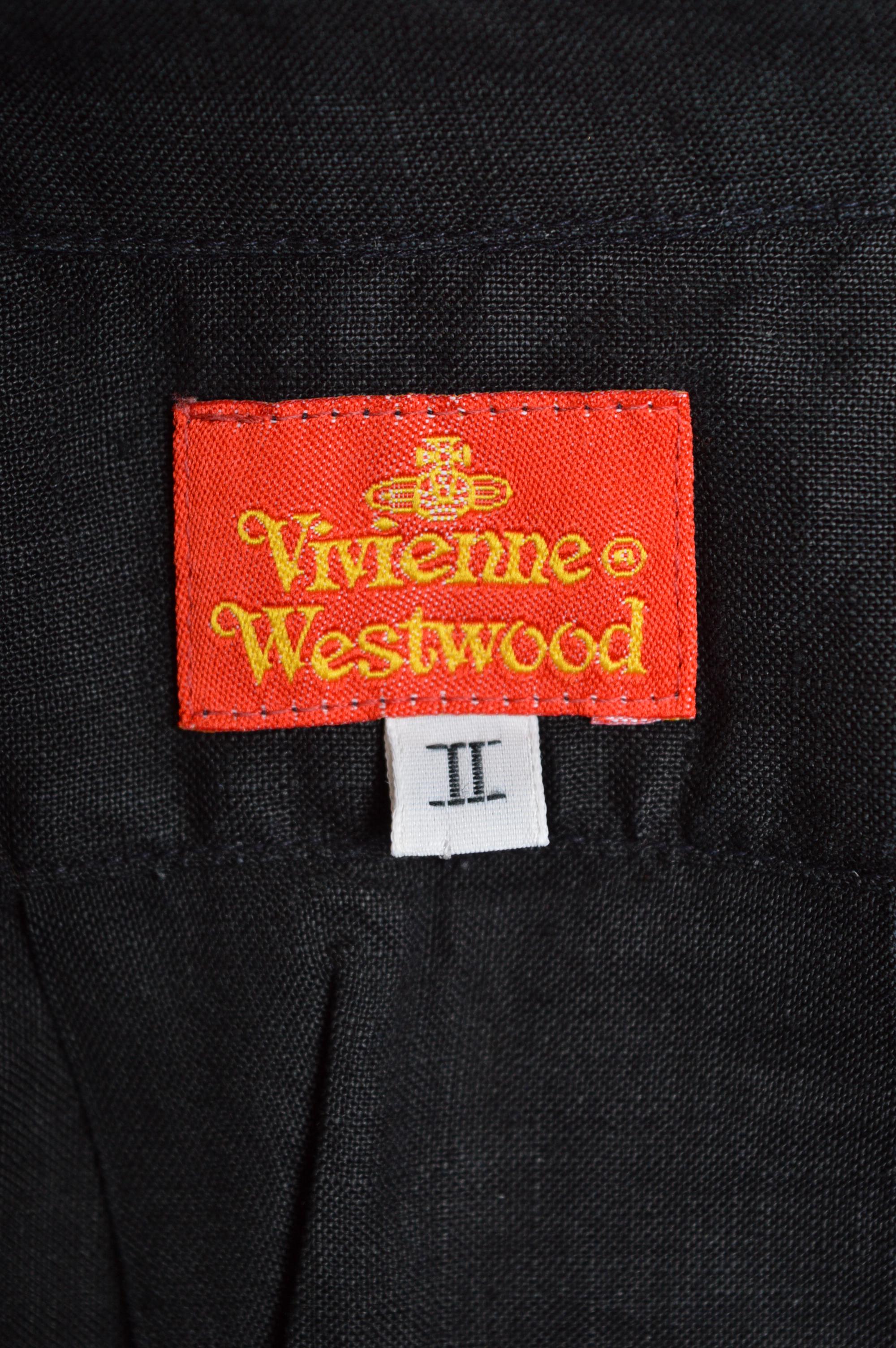 Début des années 1990 Vivienne Westwood Lin noir Orb Chemise d'artiste à manches longues en vente 9