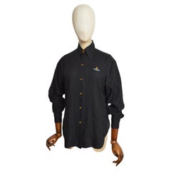 Début des années 1990 Vivienne Westwood Lin noir Orb Chemise d'artiste à manches longues