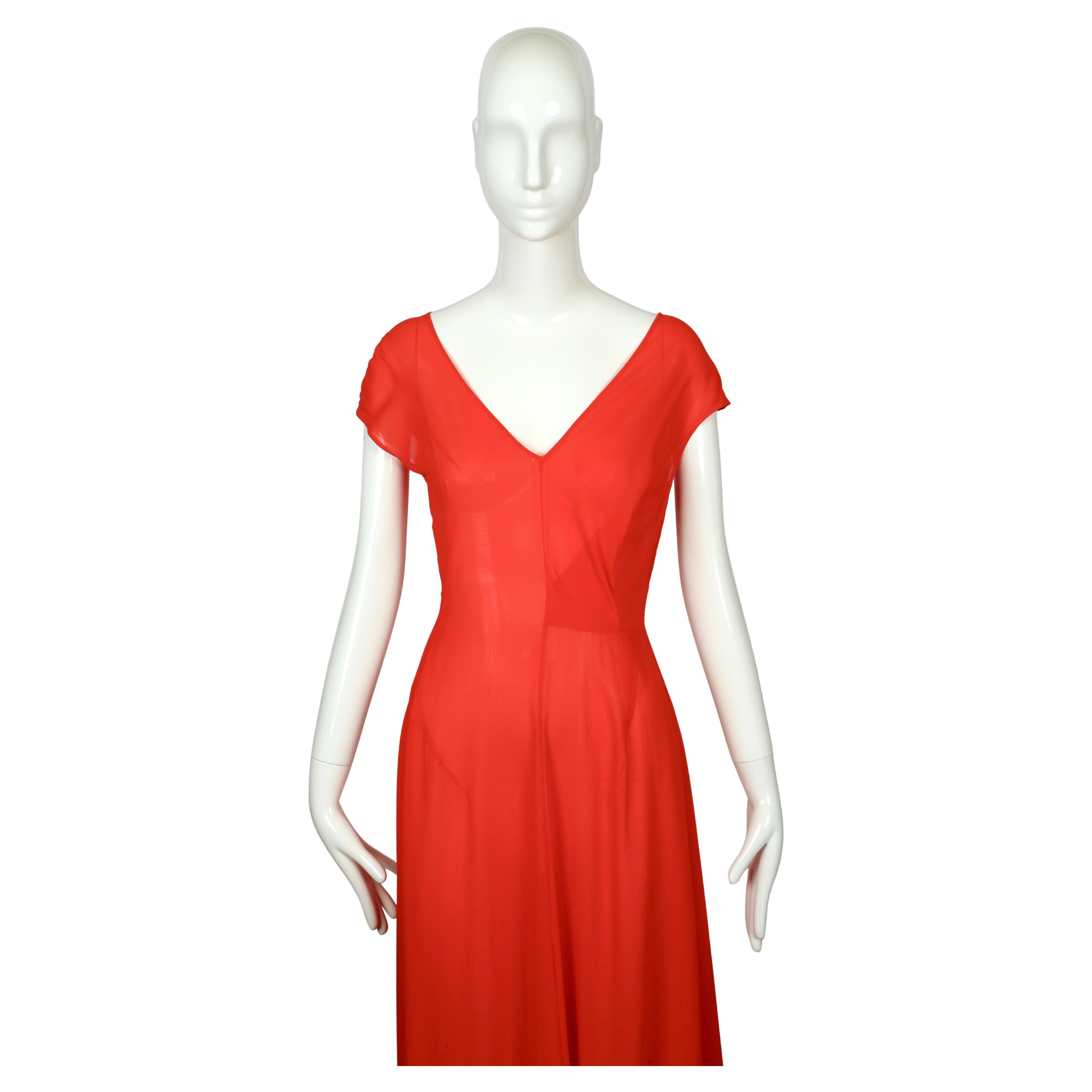 Rouge début des années 1990 Yohji Yamamoto robe drapée rouge à coutures asymétriques en vente