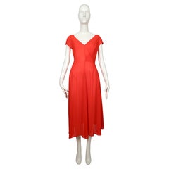 early 1990's Yohji Yamamoto red asymmetrically seamed draped dress