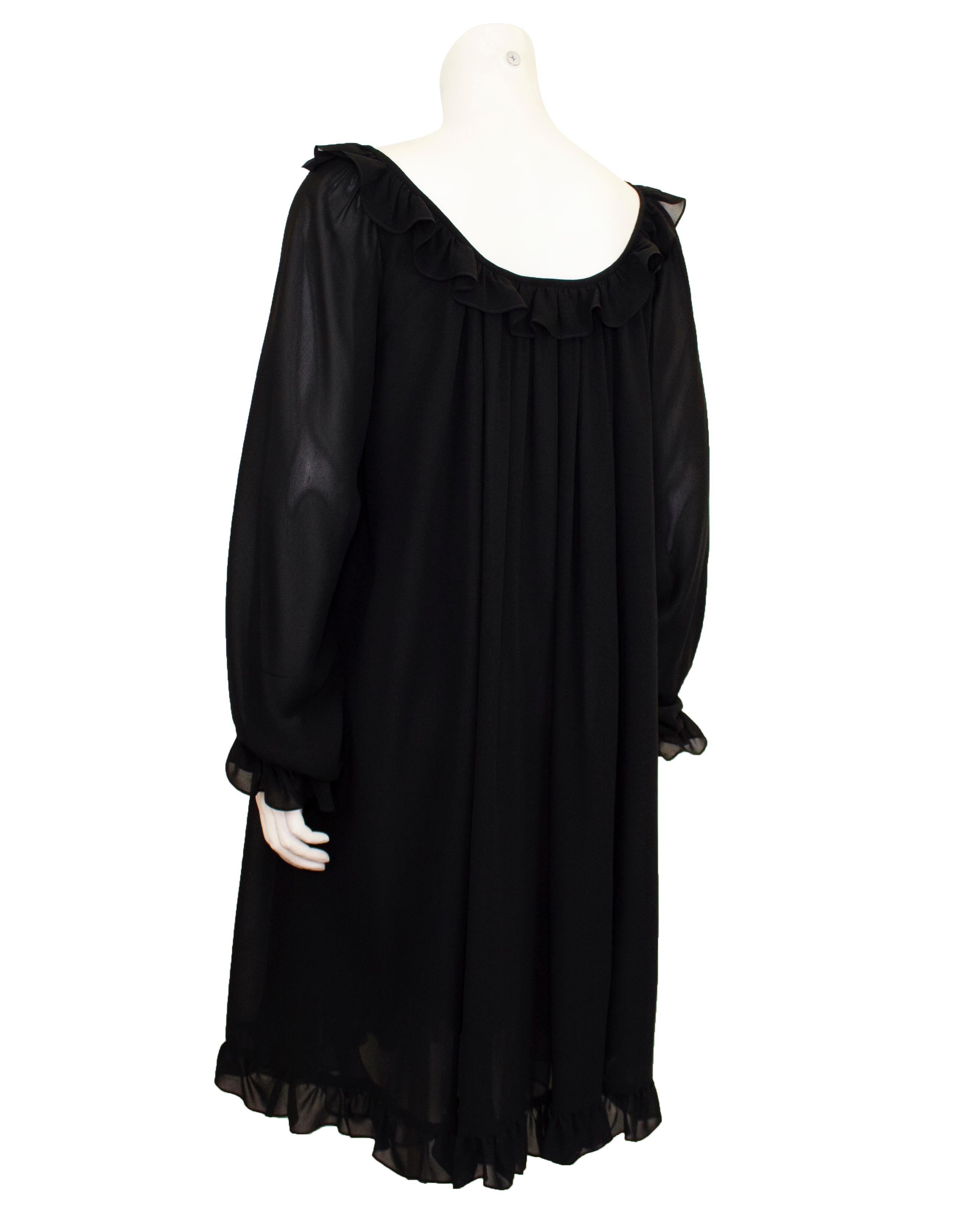 Early 1990s Yves Saint Laurent Black Chiffon Dress In Good Condition For Sale In Toronto, Ontario