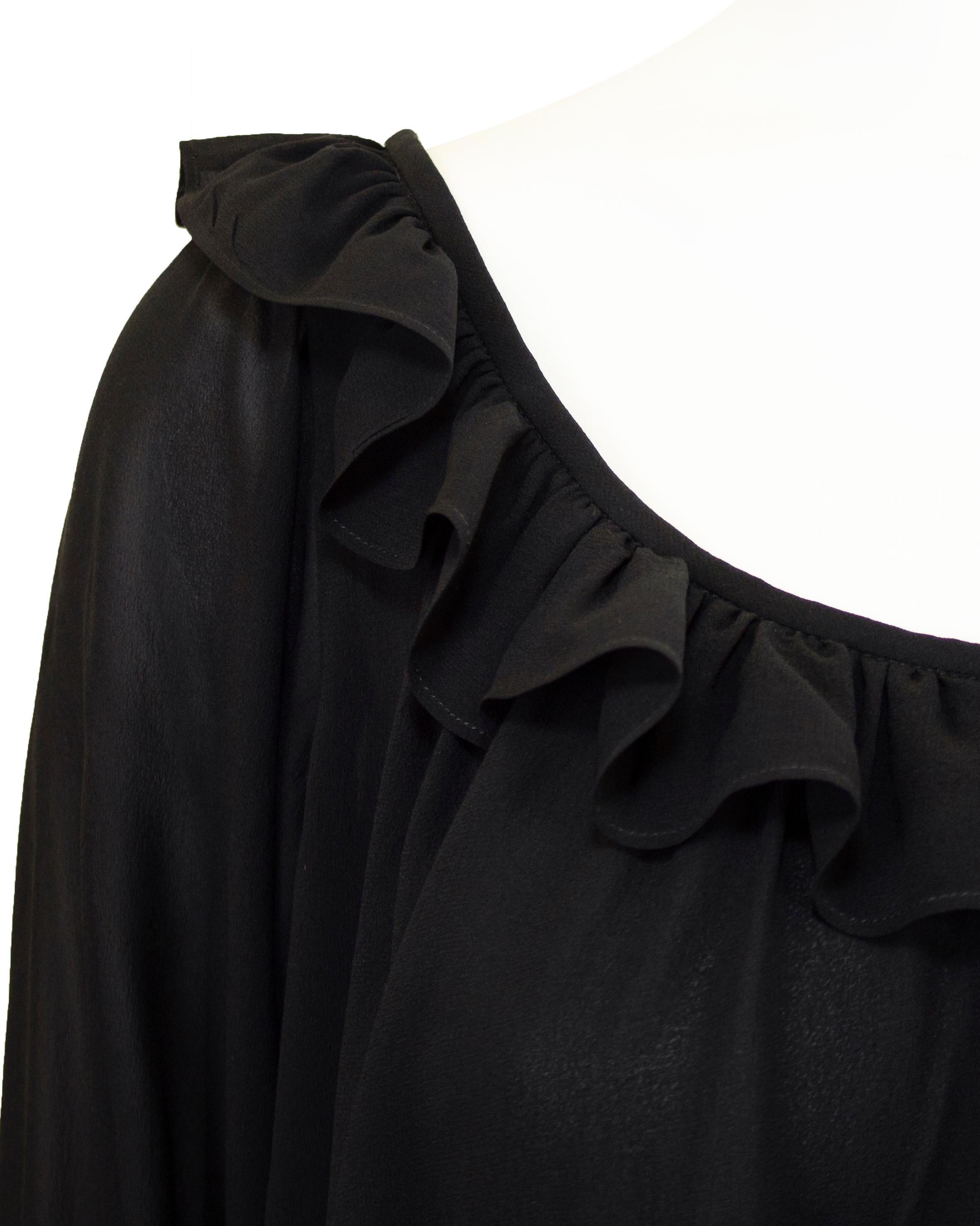 Women's Early 1990s Yves Saint Laurent Black Chiffon Dress For Sale