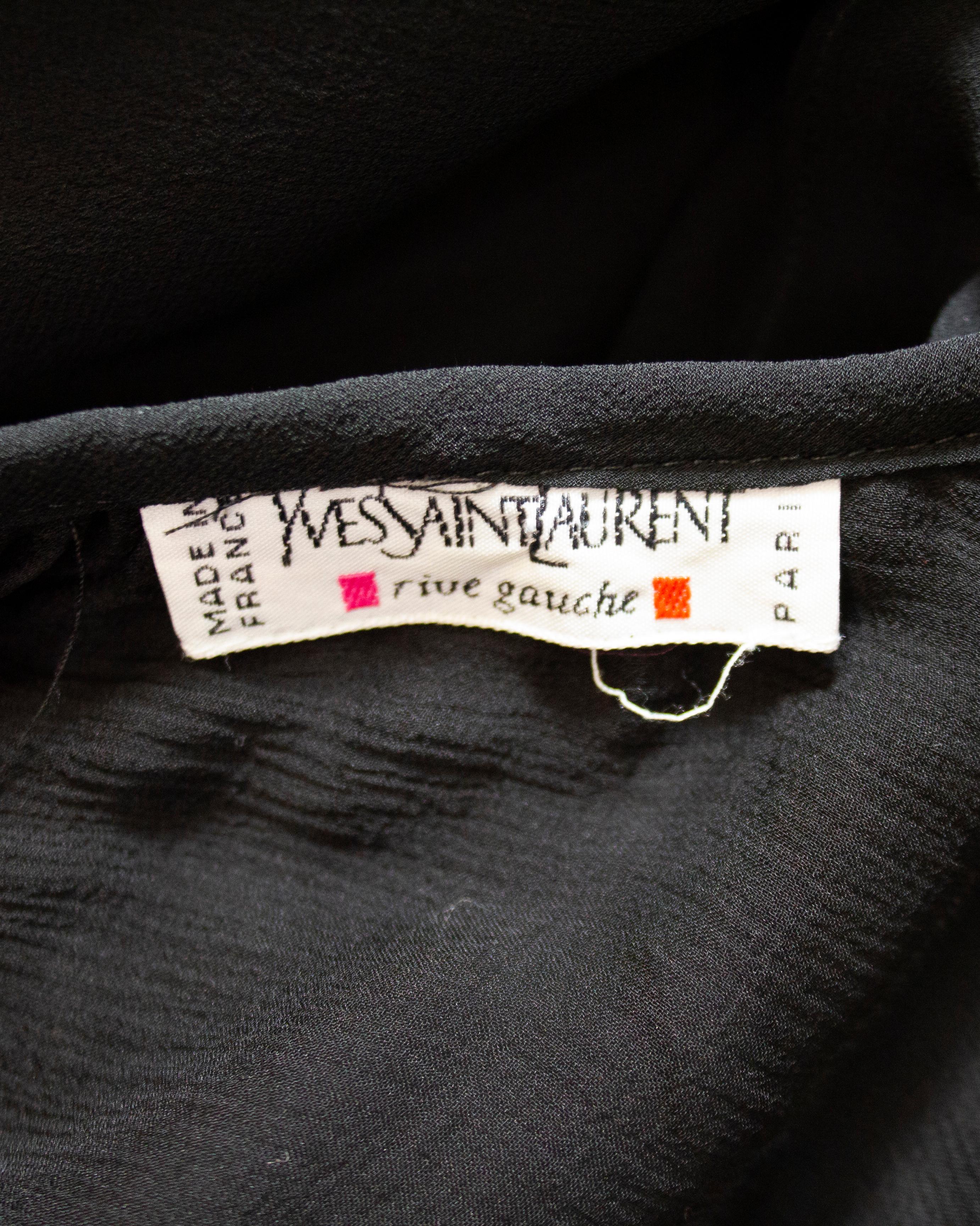 Early 1990s Yves Saint Laurent Black Chiffon Dress For Sale 3