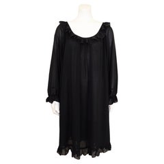 Early 1990s Yves Saint Laurent Black Chiffon Dress