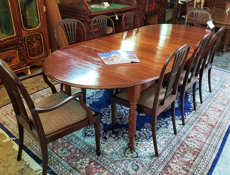 American Cherry Extendable Dining Table, Early American Style Dining Room Chairs