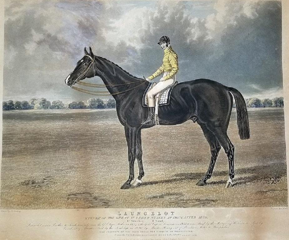 Presenting a fabulous and very rare, original early-19th century Chromolithograph Engraving after a painting by John Frederick Herring Snr, engraved by Charles Hunt, circa 1840/41.

This original engraving is of “Launcelot”, ”The Winner of the Great