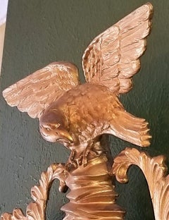 Early 19th Century Federal Eagle Wood and Gesso Gilded Convex Mirror
