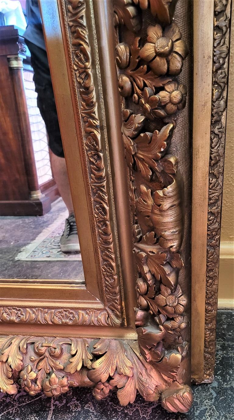 Early 19C Large English Baroque Gilt Floral Wall Mirror For Sale 5