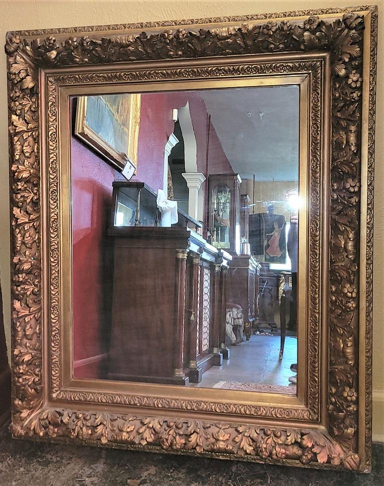 Early 19C Large English Baroque Gilt Floral Wall Mirror For Sale 9