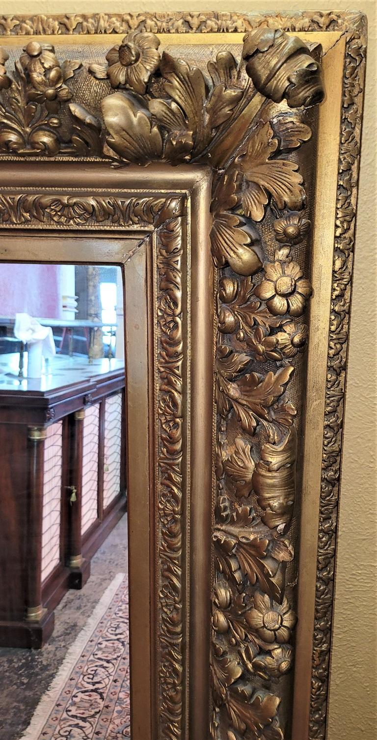Early 19C Large English Baroque Gilt Floral Wall Mirror For Sale 10