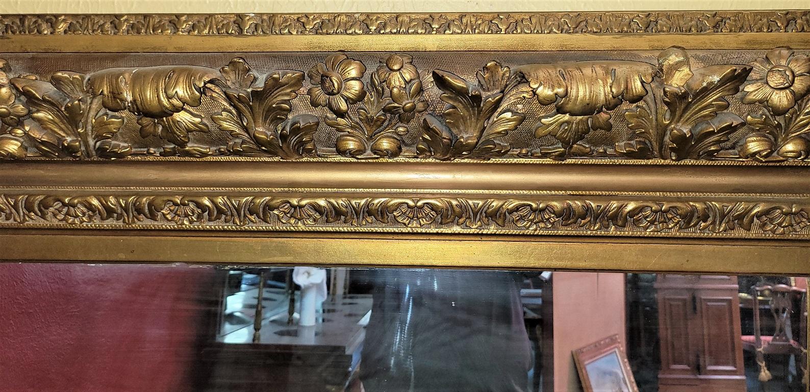 Early 19C Large English Baroque Gilt Floral Wall Mirror In Good Condition For Sale In Dallas, TX