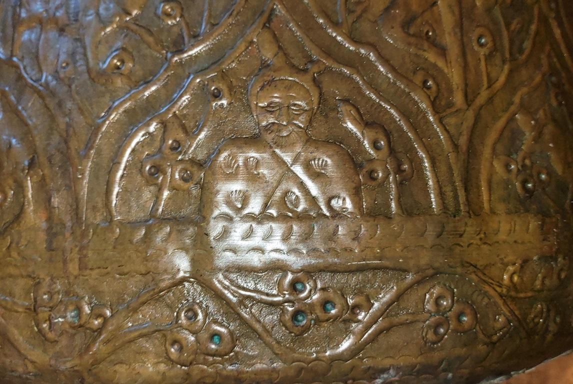 Early 19C Ornate Middle Eastern Bronze Bin For Sale 2