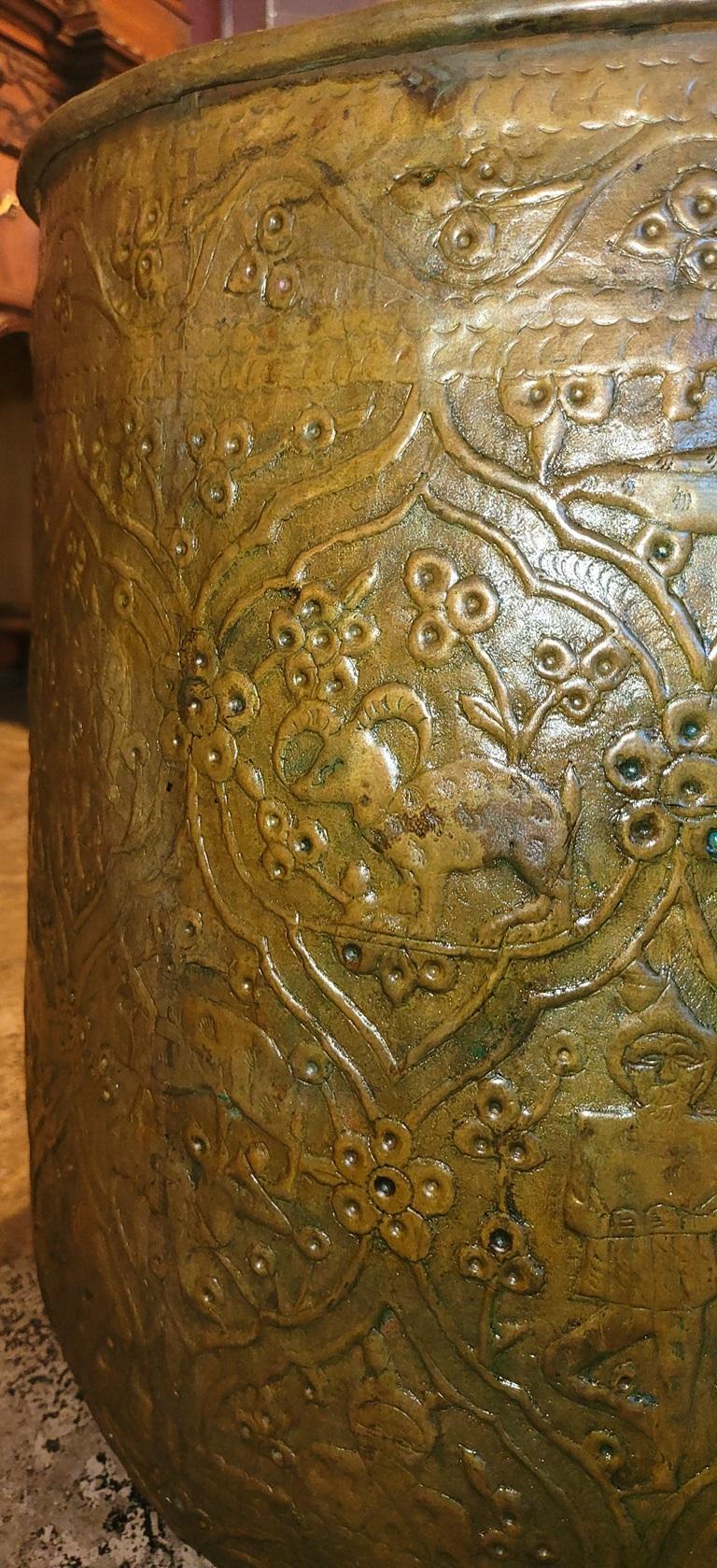 Early 19C Ornate Middle Eastern Bronze Bin For Sale 1