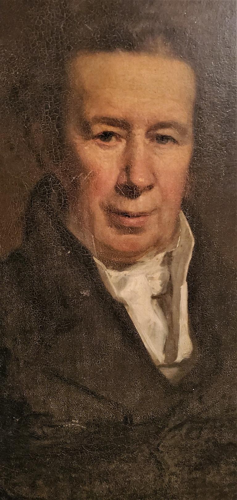 American Empire 19C Oil on Canvas Portrait of a 'Distinguished Gent' In the Style of J Eichholtz For Sale