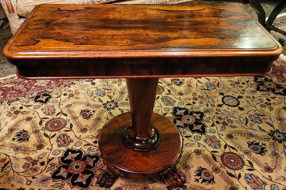 English Regency Fold over Side Table with Lions Paw Feet in the Manner of Gillows For Sale