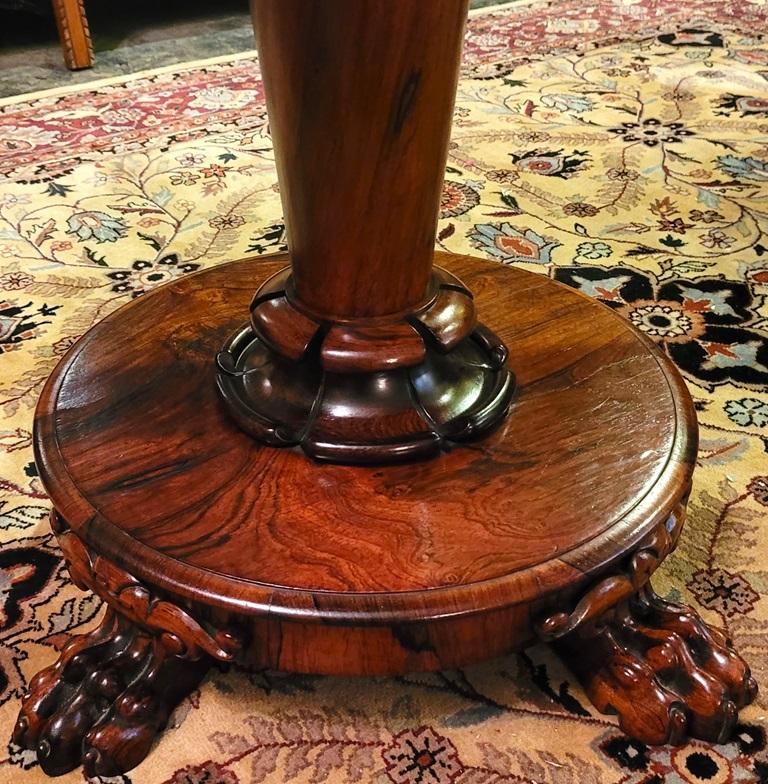 Regency Fold over Side Table with Lions Paw Feet in the Manner of Gillows In Good Condition For Sale In Dallas, TX