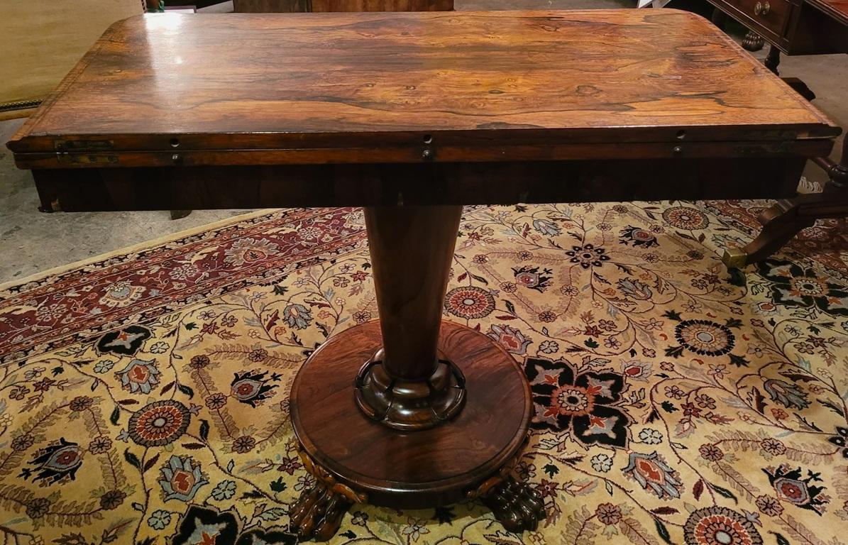 Regency Fold over Side Table with Lions Paw Feet in the Manner of Gillows For Sale 1