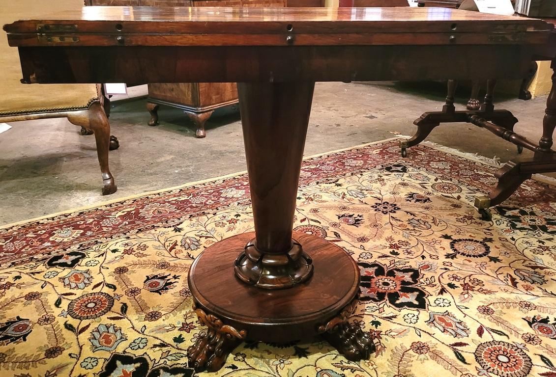 Regency Fold over Side Table with Lions Paw Feet in the Manner of Gillows For Sale 2