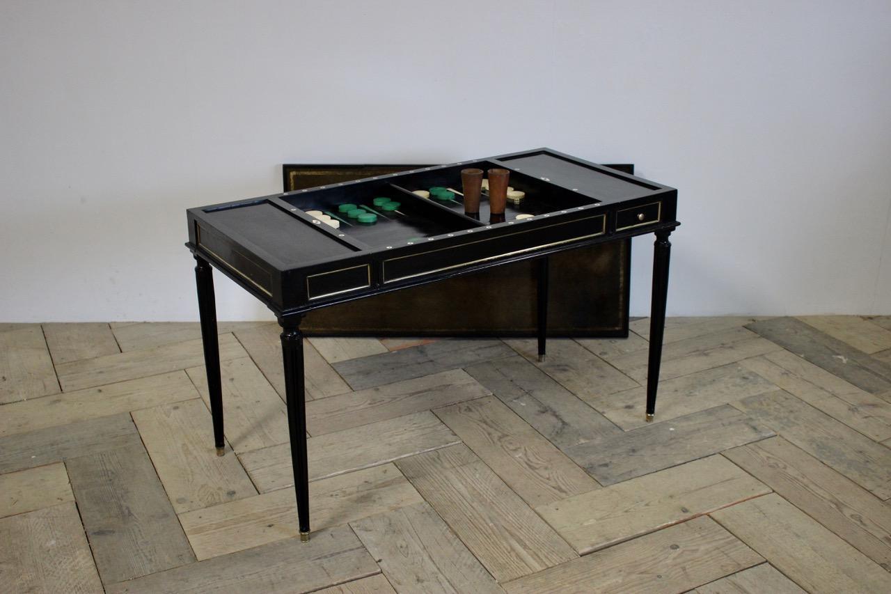 Wood Early 19h Century French Tric Trac Games Table with Original Counters For Sale